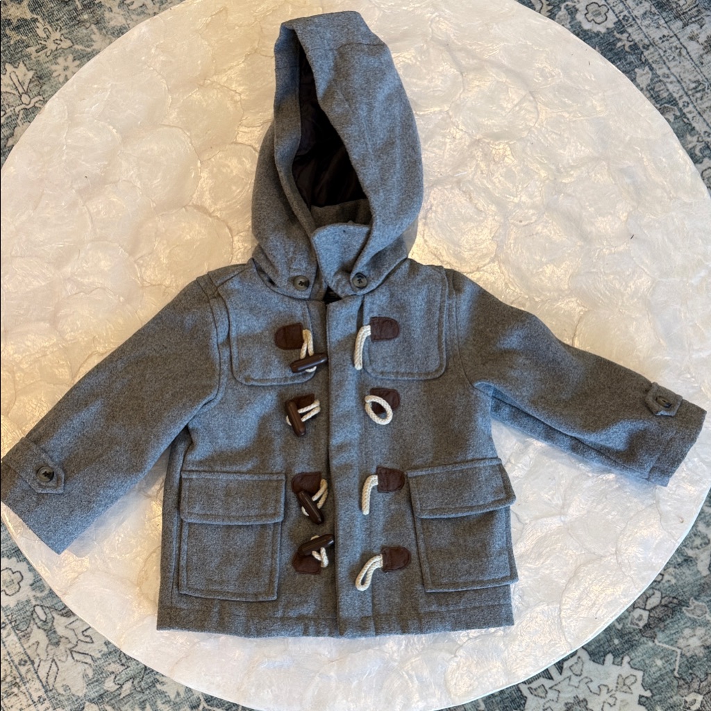 Janie And Jack Gray Hooded Toggle Jacket